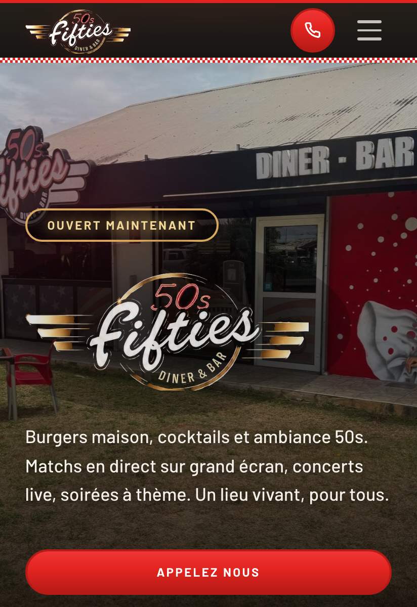 Aperçu du site Fifties Diner & Bar réalisé par yanaweb